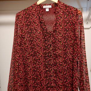 Coldwater Creek Fushcia Pink V-Neck Blouse